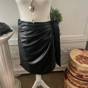 Full leather, wraparound skirt